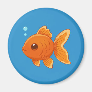 Aimant Joli poisson rouge de dessin animé sur fond bleu