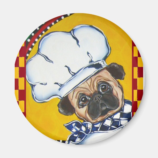 Aimant Joli Pug Chef (Devant)