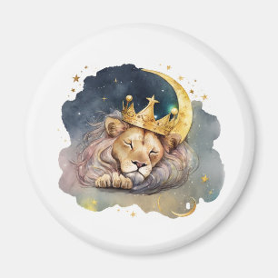 Aimant Joli roi Lion endormi sur la Lune