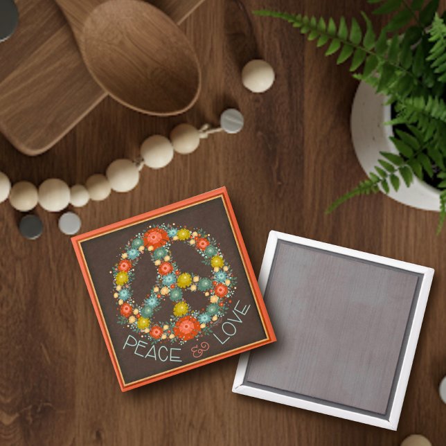 Aimant Joli signe de paix floral de l'amour Inspirivity (Créateur téléchargé)