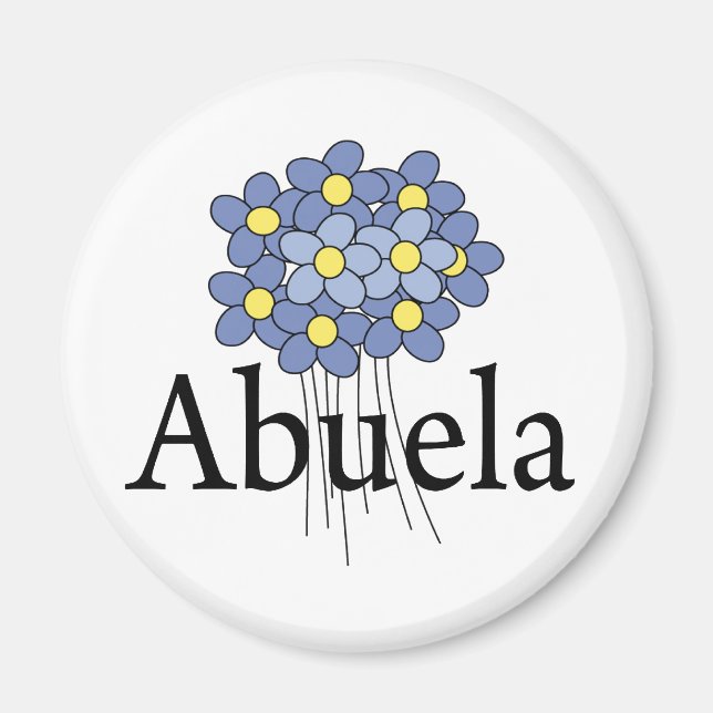 Aimant Joli T-shirt Abuela Flower Bleu (Devant)