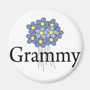 Aimant Joli T-shirt bleu Flower Grammy