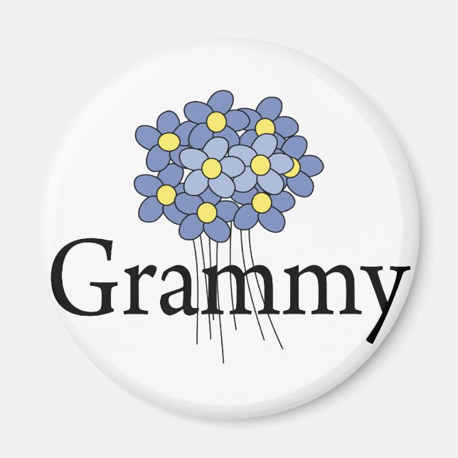 Aimant Joli T-shirt bleu Flower Grammy (Devant)