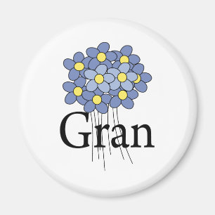 Aimant Joli T-shirt bleu Flower Gran