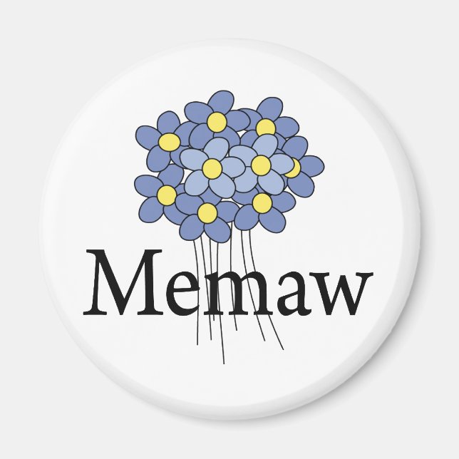 Aimant Joli T-shirt bleu Flower Memaw (Devant)