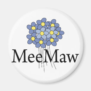 Aimant Joli T-shirt MeeMaw Flower Bleu