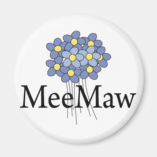 Aimant Joli T-shirt MeeMaw Flower Bleu (Devant)