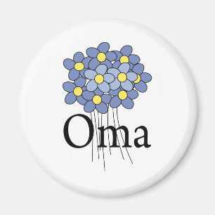 Aimant Joli T-shirt Oma Fleur Bleue