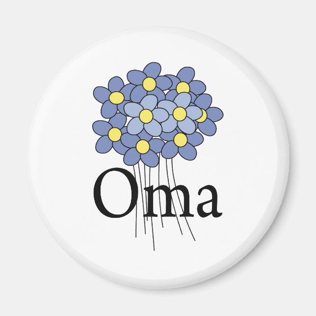 Aimant Joli T-shirt Oma Fleur Bleue (Devant)