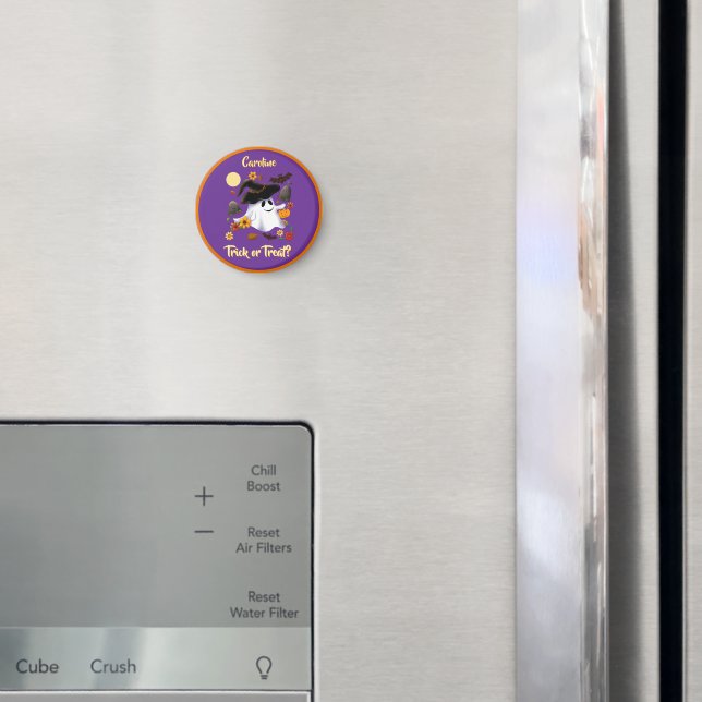 Aimant Joli tour de fantôme sorcière ou traiter cimetière (In situ (réfrigérateur))