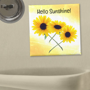 Aimant Joli Triple Tournesol Jaune Photo Texte Personnali