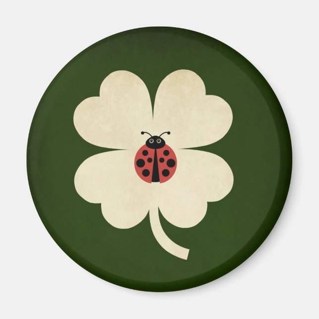 Aimant Joli Vert Lucky Shamrock Ladybug (Devant)