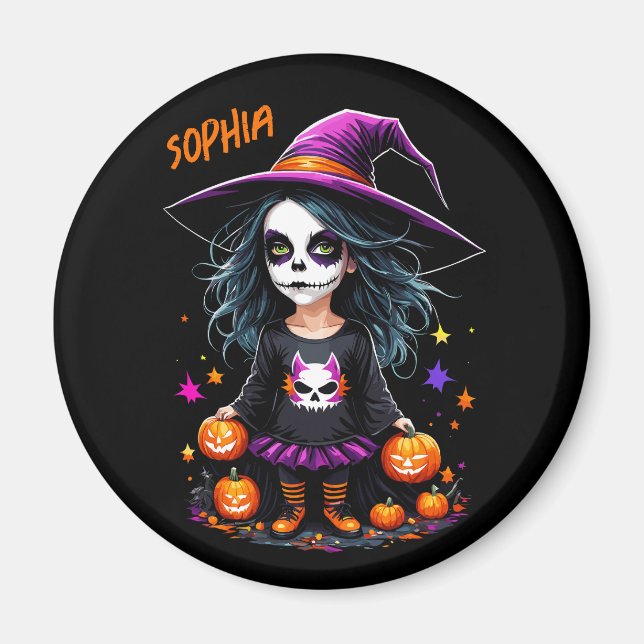 Aimant Jolie Adorable Kawaii Halloween sorcière (Devant)