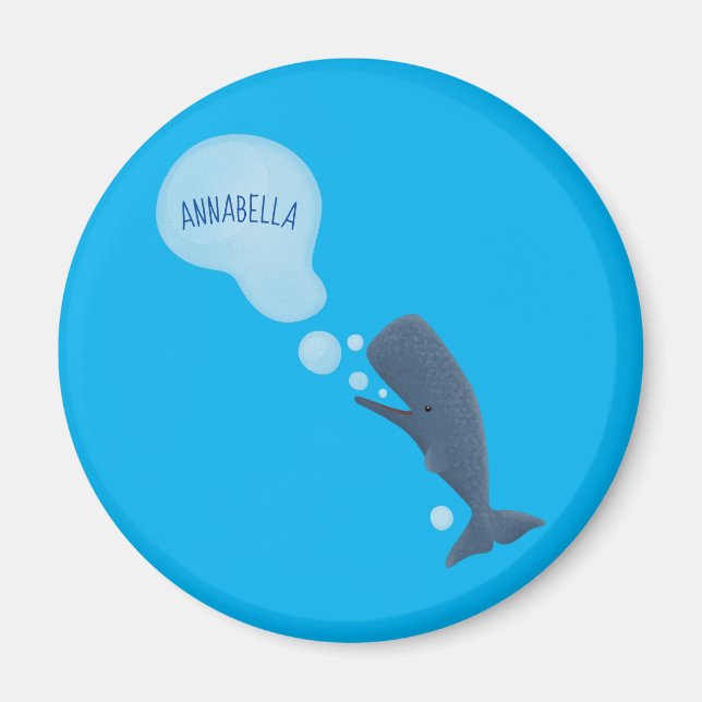 Aimant Jolie baleine à sperme soufflant bulles dessin (Devant)