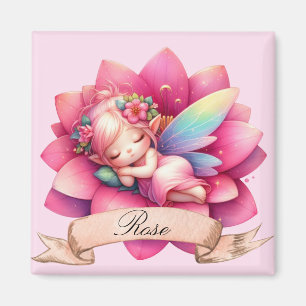 Aimant Jolie Fée Endormie Rêves Douce Florale Fantaisiste