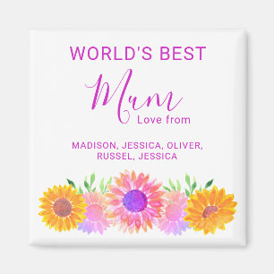 Aimant Jolie Fête des Mères Meilleure Maman du Monde Flor