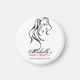 Aimant Jolie fille aux cheveux ondulés et Icône maquillag