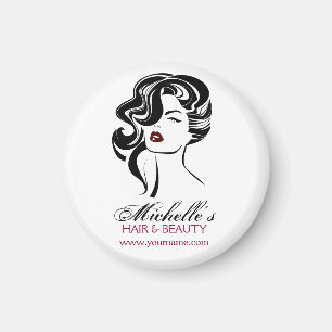 Aimant Jolie fille aux cheveux ondulés Icône maquillage