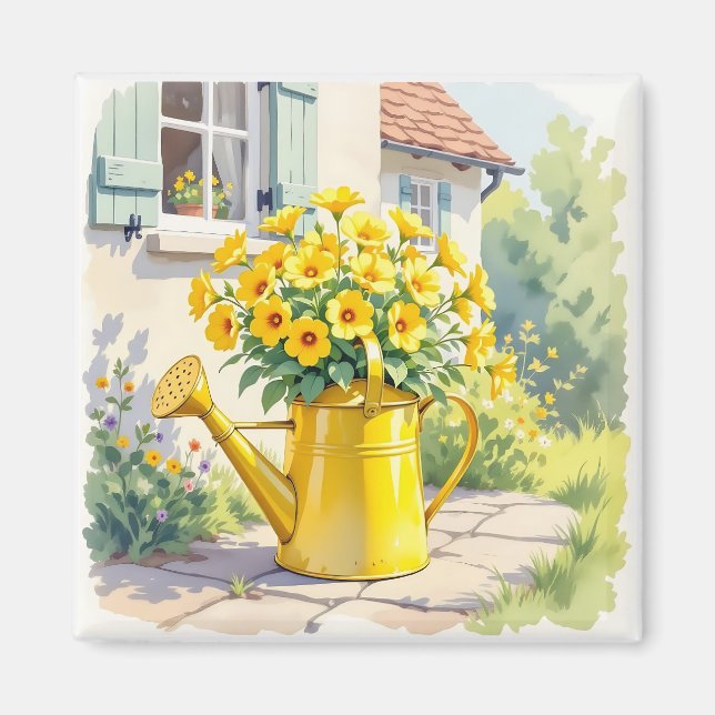 Aimant Jolie Fleurs Jaunes dans la canne d'arrosage (Devant)