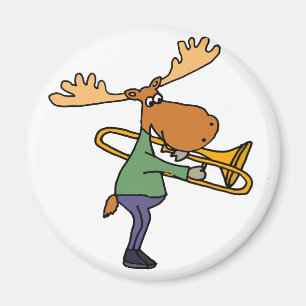 Aimant Jolie Moose Drôle Jouer Art Trombone