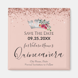 Aimant Jolie Parties scintillant rose Quinceanera Enregis