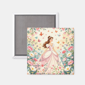 Aimant Jolie princesse avec papillons