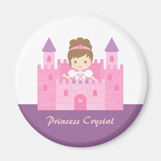 Aimant Jolie Princesse fille dans Pink Castle Fairytale (Devant)