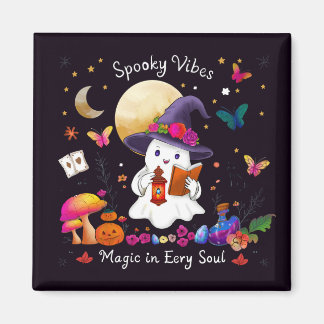 Aimant Jolie Sorcière Fantôme Carte de Vœux Halloween | S
