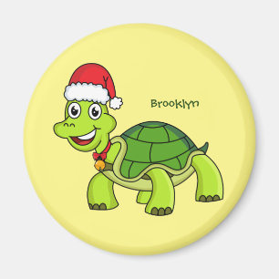 Aimant Jolie tortue en chapeau de Père Noël