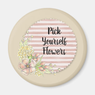 Aimant Jolies Fleurs Roses avec Rayures