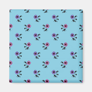 Aimant Jolies fleurs sur fond bleu