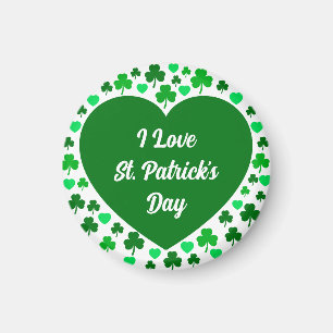 Aimant Jolis trèfles et coeurs verts Saint-Patrick