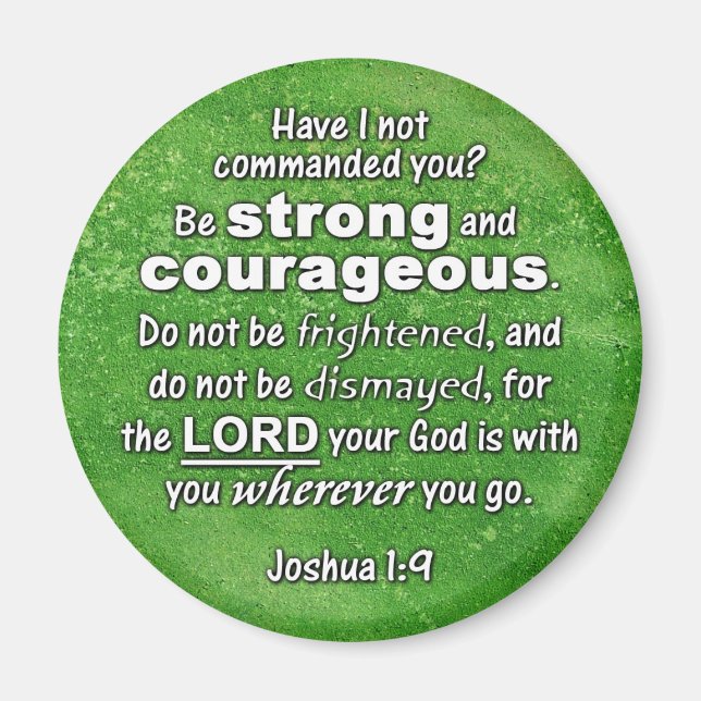 Aimant Joshua 1:9 Soyez fort et courageux Verset biblique (Devant)