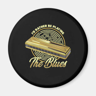 Aimant Jouer Le Blues Music Instrument Harmonica Cadeau