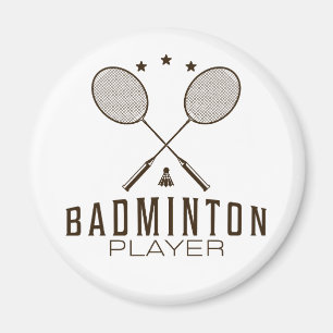 Aimant Joueur de badminton avec raquettes minimaliste