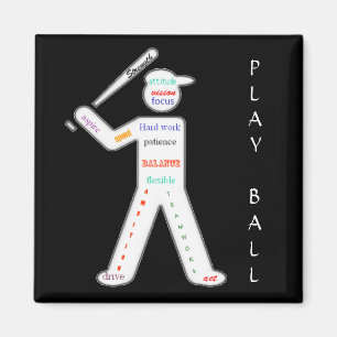 Aimant Joueur de baseball avec des mots de motivation