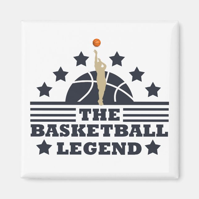 Aimant joueur de basketball légende ballon bleu et orange (Devant)
