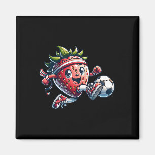 Aimant Joueur de football à la fraise Mignon Kawaii Fruit