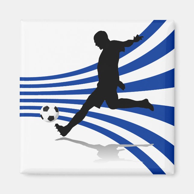 Aimant Joueur de football bleu et blanc (Devant)