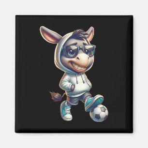 Aimant Joueur de football Cool Donkey Avec Lunettes De So