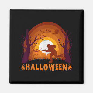 Aimant Joueur de hockey et silhouette de lune Halloween d