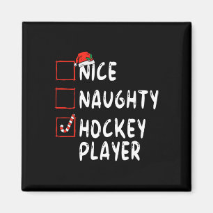 Aimant Joueur de hockey Naughty Noël Santa Hat Boy