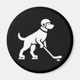 Aimant Joueur de hockey sur chien Silhouette