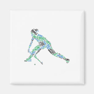 Aimant Joueur de hockey sur gazon Silhouette de mot Équip