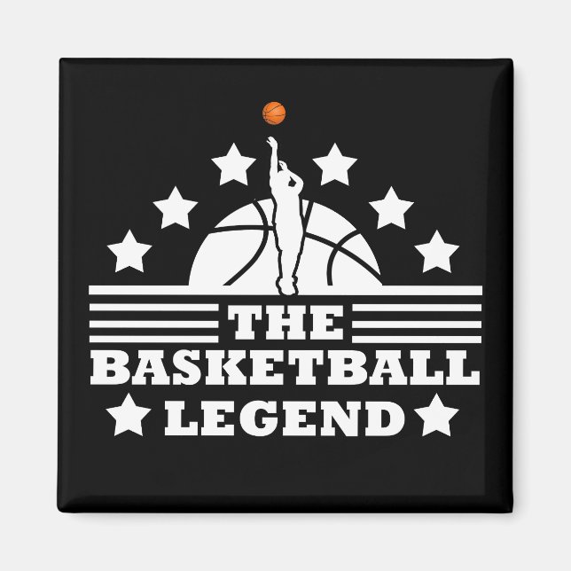 Aimant Joueur de légende de basket-ball blanc orangé (Devant)