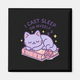 Aimant Joueur de Rpg Chat Nerd Dormant D20 Dés Pour Amour