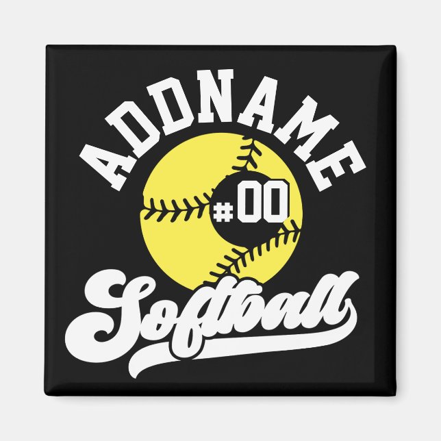 Aimant Joueur de softball personnalisé AJOUTER LE NOM Équ (Devant)