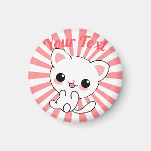 Aimant Joueur Kawaii White Kitten personnalisé