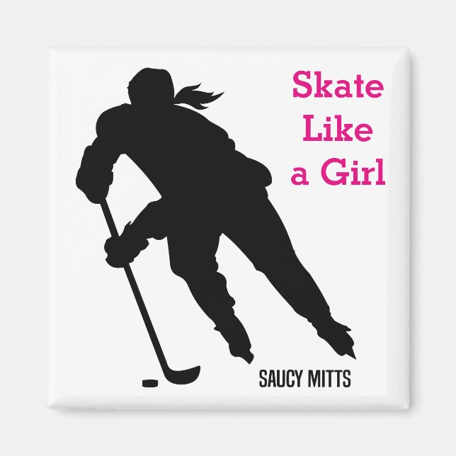 Aimant Joueuse de hockey sur glace féminine Patinage comm (Devant)