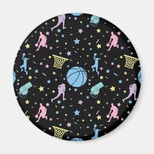 Aimant Joueuses de basket-ball - Motif d'étoiles